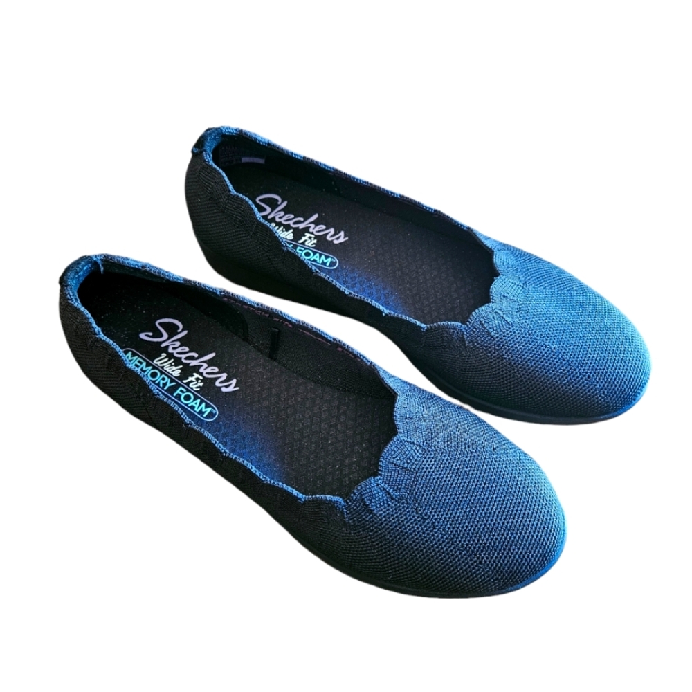 New - Skechers Wide Fit Memory Foam Black Flats/Loafers